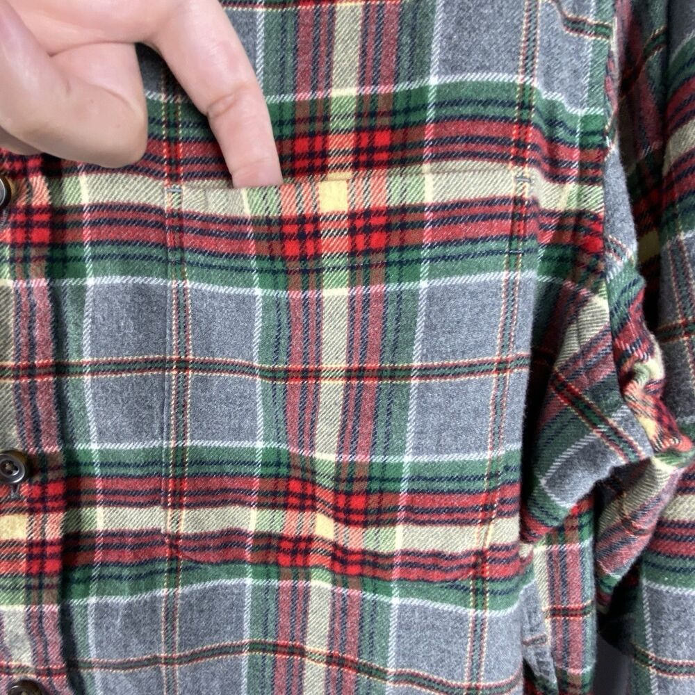 LANDS END Shirt Mens M Plaid Flannel 100% Cotton Button‎ Down Pocket MINT! - Picture 6 of 14